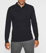 Navy long sleeve knit polo shirt NEIL