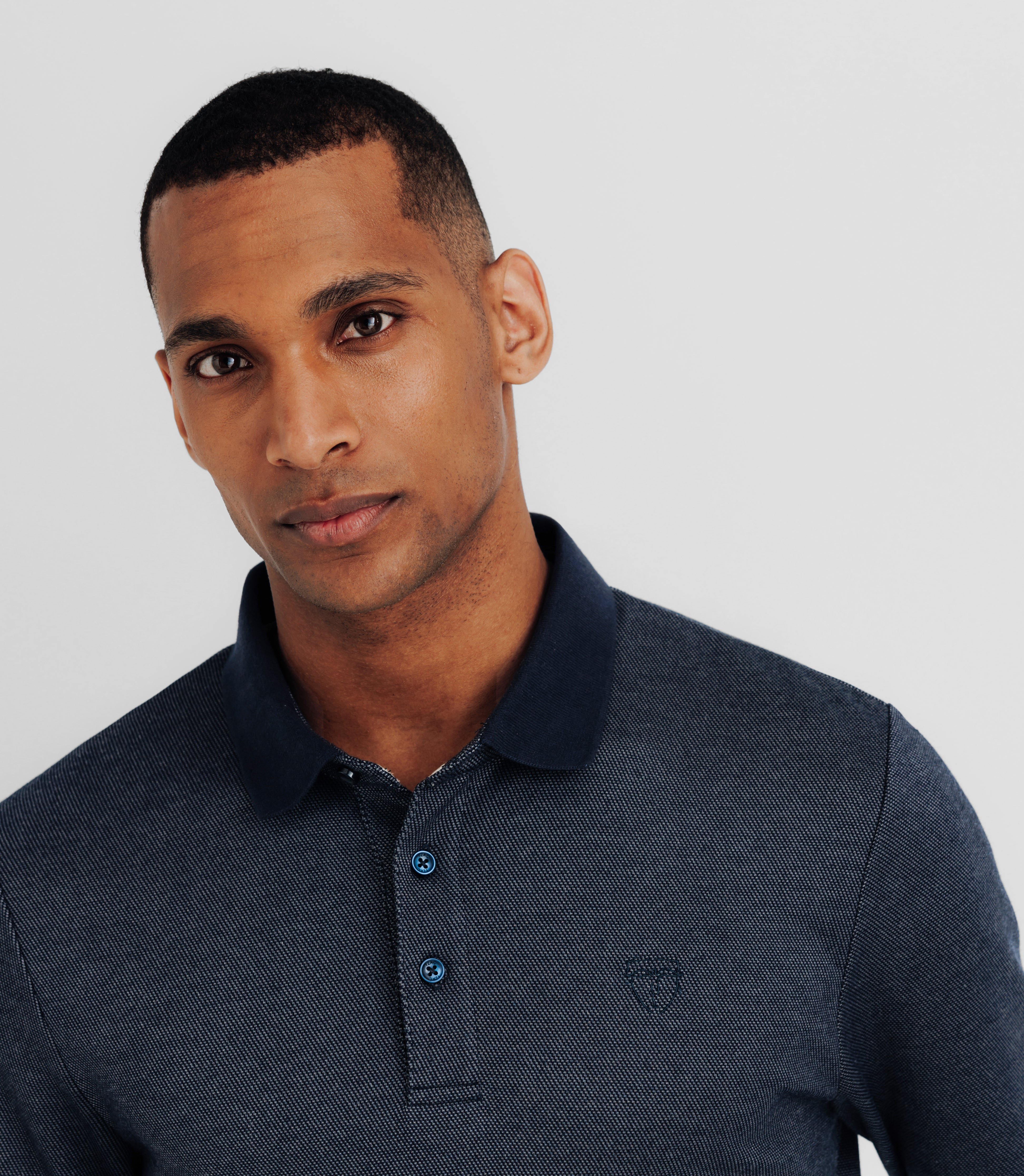 Navy mesh polo