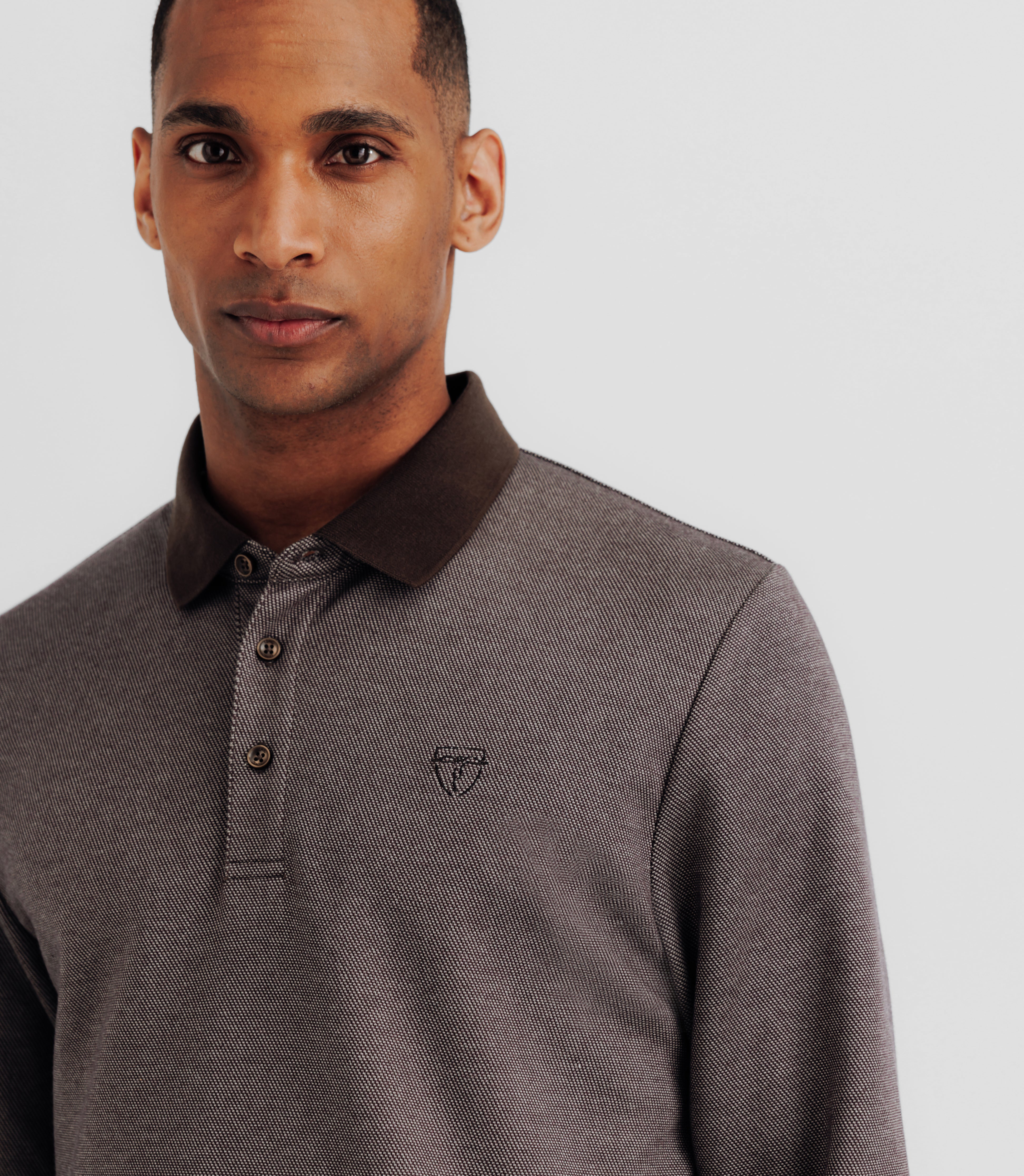 Brown knit polo