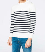 Neferriri" ecru/navy striped sweater