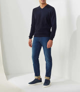 Nelson" navy V-neck sweater