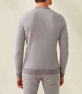 Fapoleon" grey-white round neck sweater