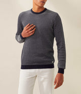 Fapoleon" navy-white round neck sweater