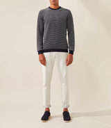 Fapoleon" navy-white round neck sweater