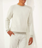 Fapoleon" taupe-white round neck sweater