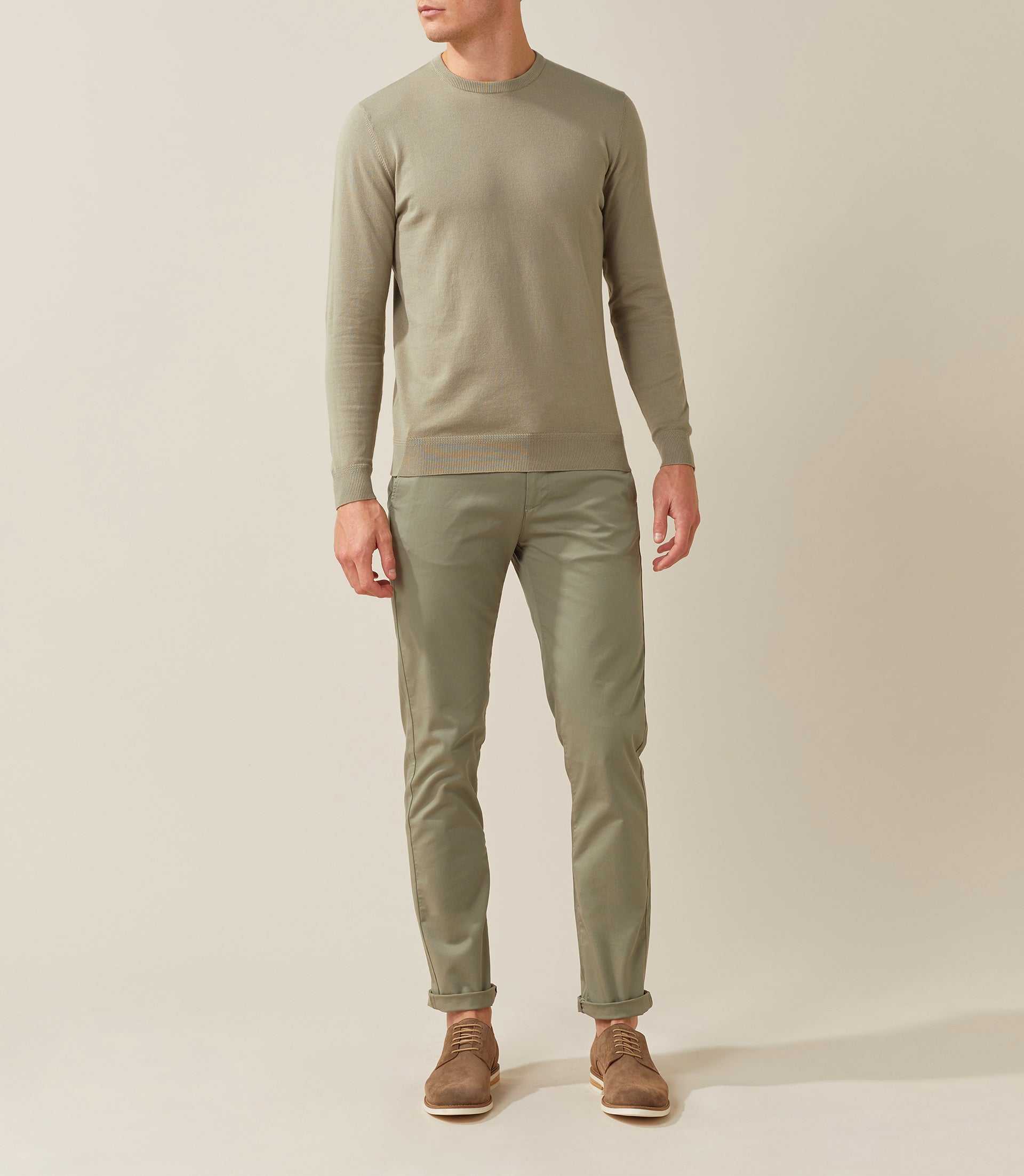 Pullover mit Rundhalsausschnitt khaki "Felix