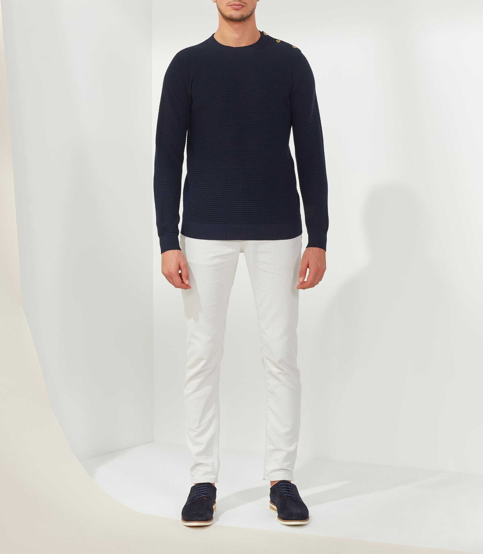 Fernand" navy round neck sweater