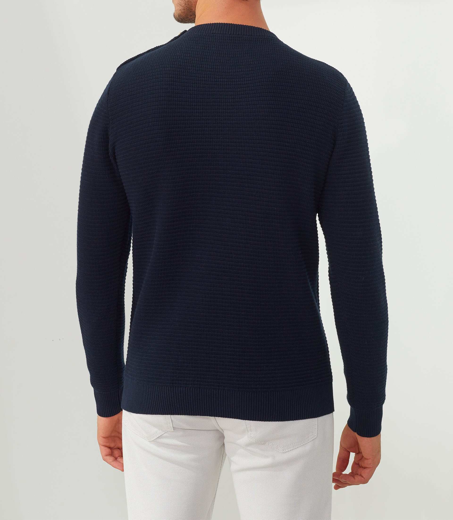 Fernand" navy round neck sweater