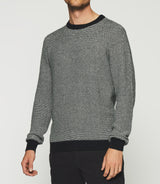 Round neck sweater navy and ecru DAMIAN