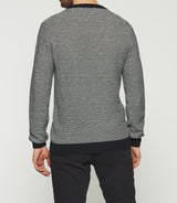 Round neck sweater navy and ecru DAMIAN