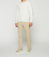 Round neck sweater in ecru cotton cashmere DEWEY