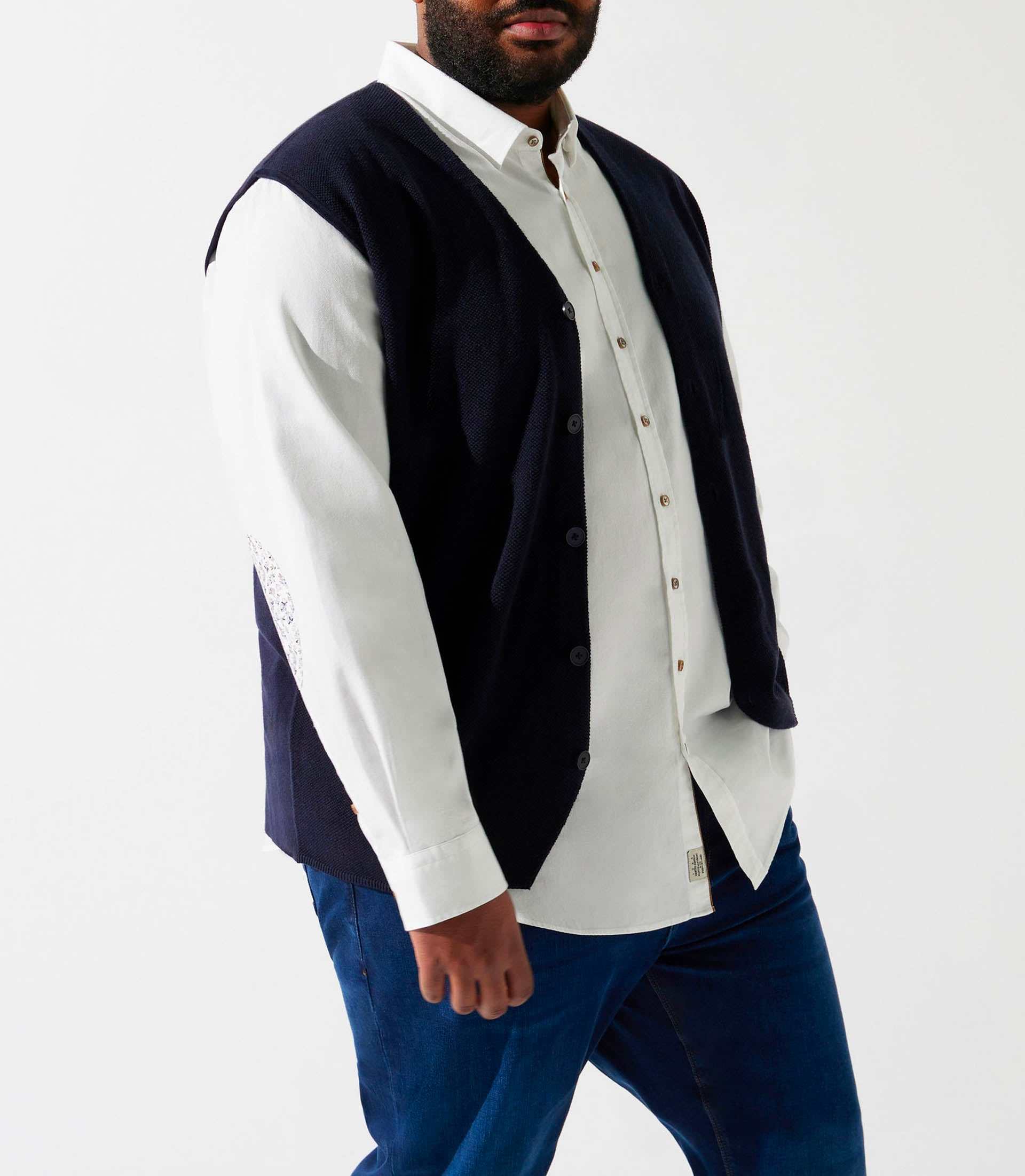 DIVINBT sleeveless navy knit cardigan