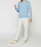 Round neck sweater in light blue cotton cashmere DRISS