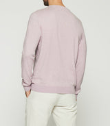 Round neck sweater in purple cotton cashmere DRISS