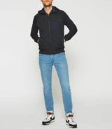 SWDAVE navy fleece hooded vest with zip