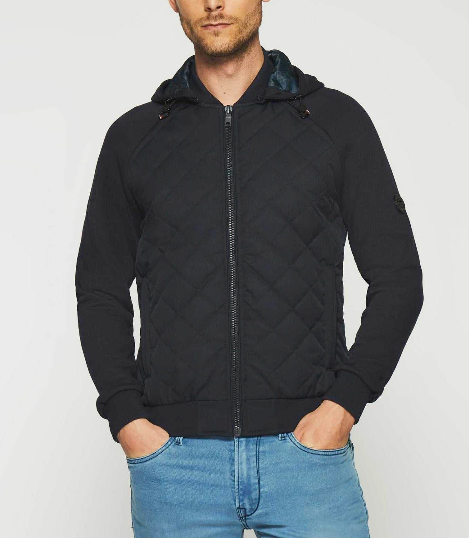 SWDAVE navy fleece hooded vest with zip