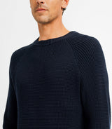 Pull col rond marine