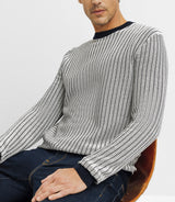 Marine two -tone round neck sweater