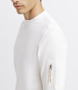 Round neck sweater with ecru pocket