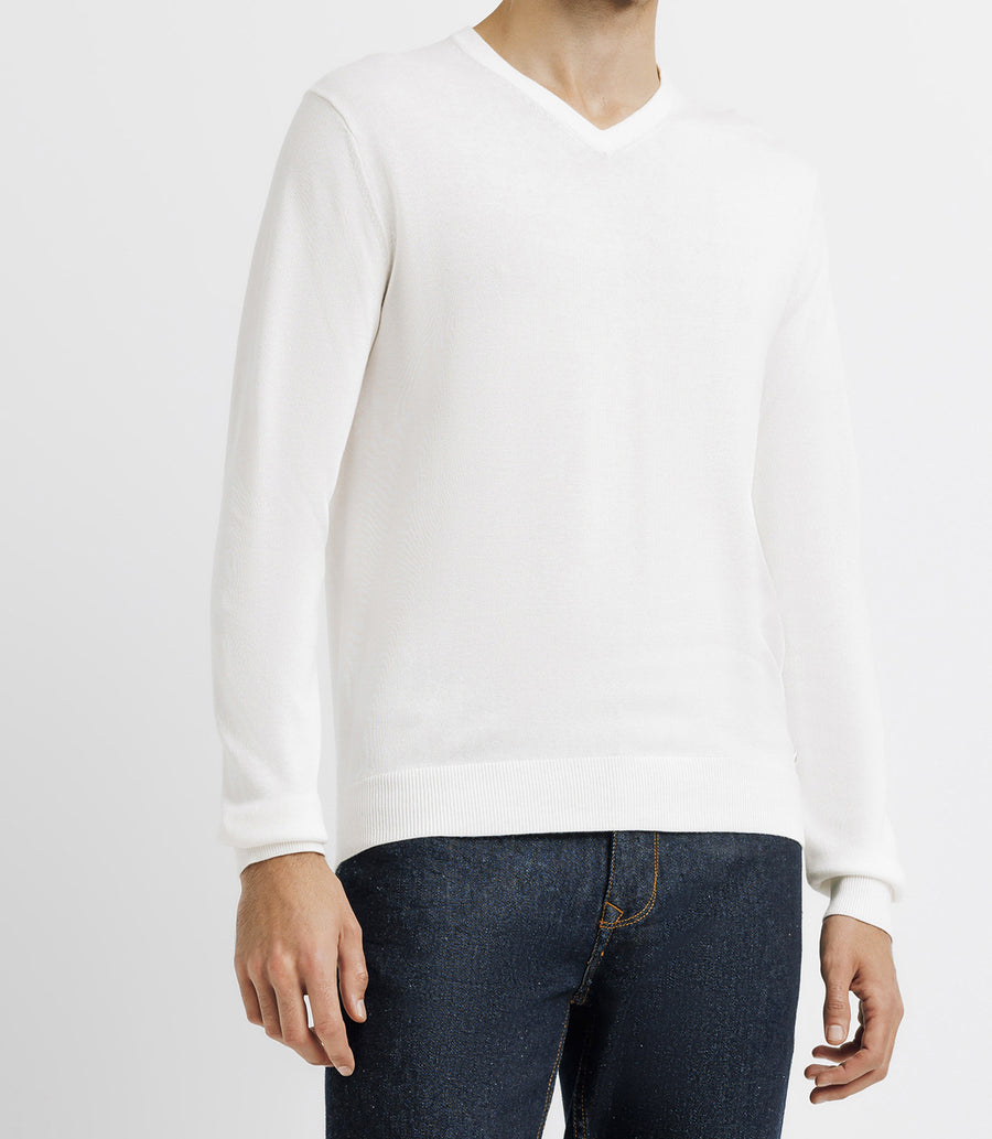 WHITE v-neck sweater