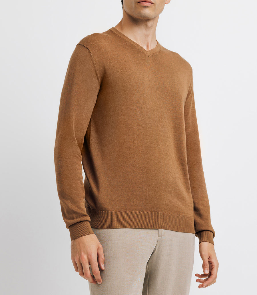 V-neck sweater CAMEL