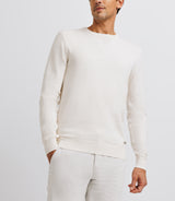 Ecru contrasting round neck sweater