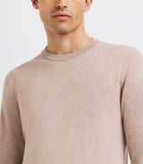 Pull col rond double fil beige