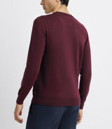 Pull col rond double fil bordeaux