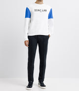 White and blue two -color sweatshirt