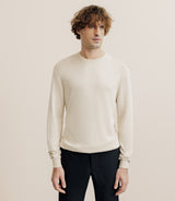 Pull col rond en soie beige clair - IZAC