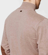 Taupe mottled zip neck sweater