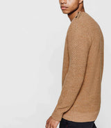 Ochre sweater with buttoned shoulder