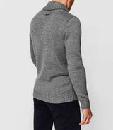 Grey shawl collar sweater