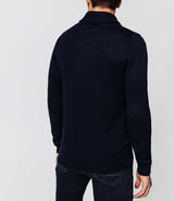 Navy shawl collar sweater