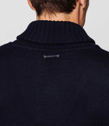 Navy shawl collar sweater