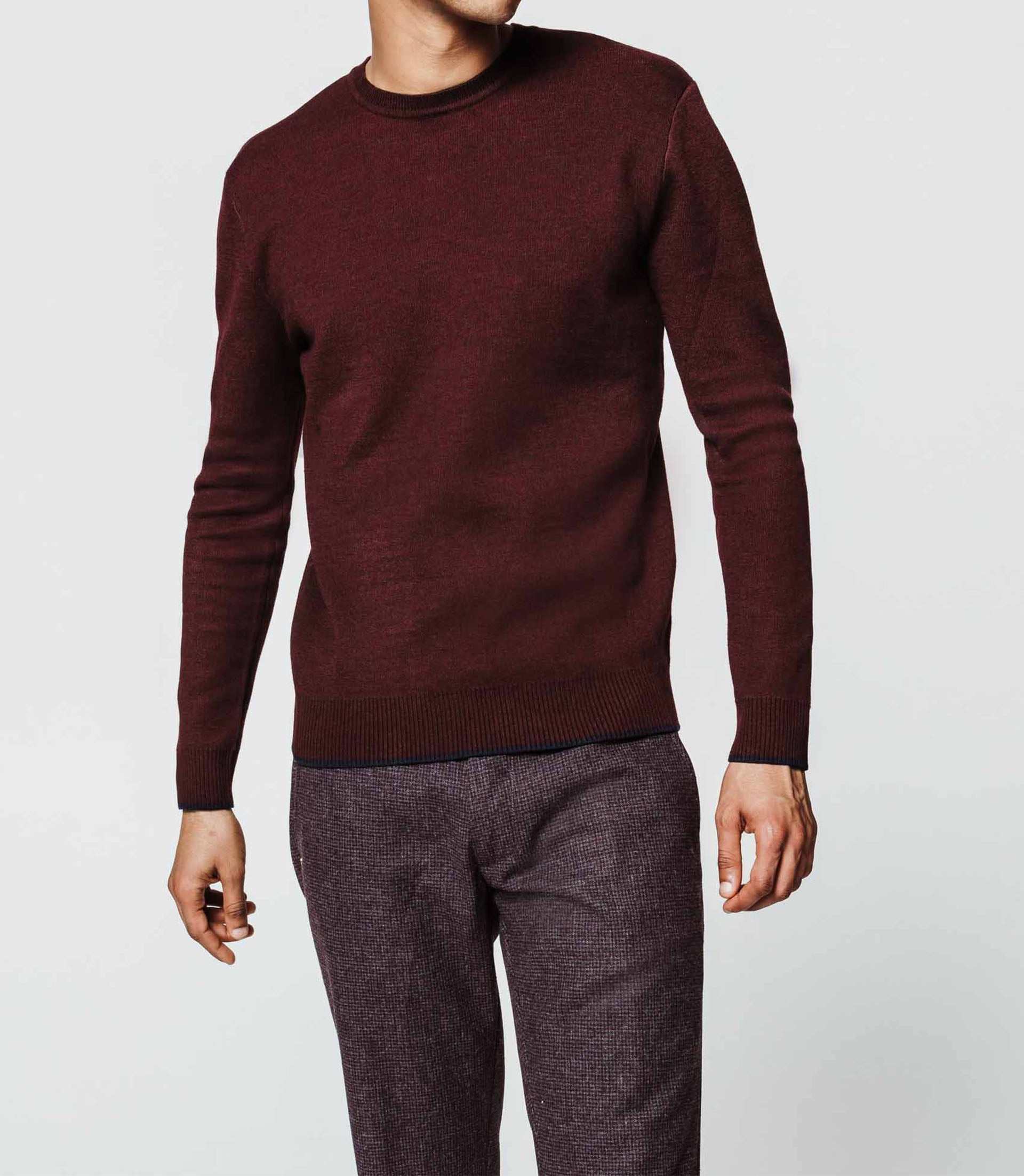 Pull col rond bordeaux