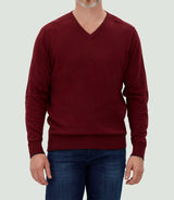 Lambert" burgundy V-neck sweater