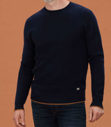 Lison" round neck sweater with navy pattern