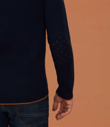 Lison" round neck sweater with navy pattern