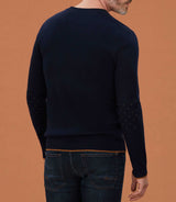 Lison" round neck sweater with navy pattern