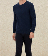 Loic" navy fancy round neck sweater