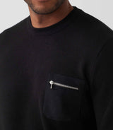 Pull col rond noir "Sergent" - IZAC