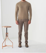 Pullover mit Rundhalsausschnitt aus Wolle-Kaschmir in Camel "Sergio".