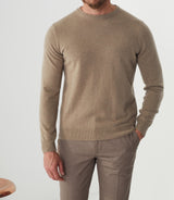 Pullover mit Rundhalsausschnitt aus Wolle-Kaschmir in Camel "Sergio".