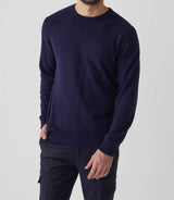 Sergio" navy wool-cashmere round neck sweater