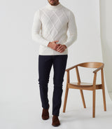 Simeo" ecru high neck sweater