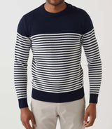 Skanders" navy round neck sweater