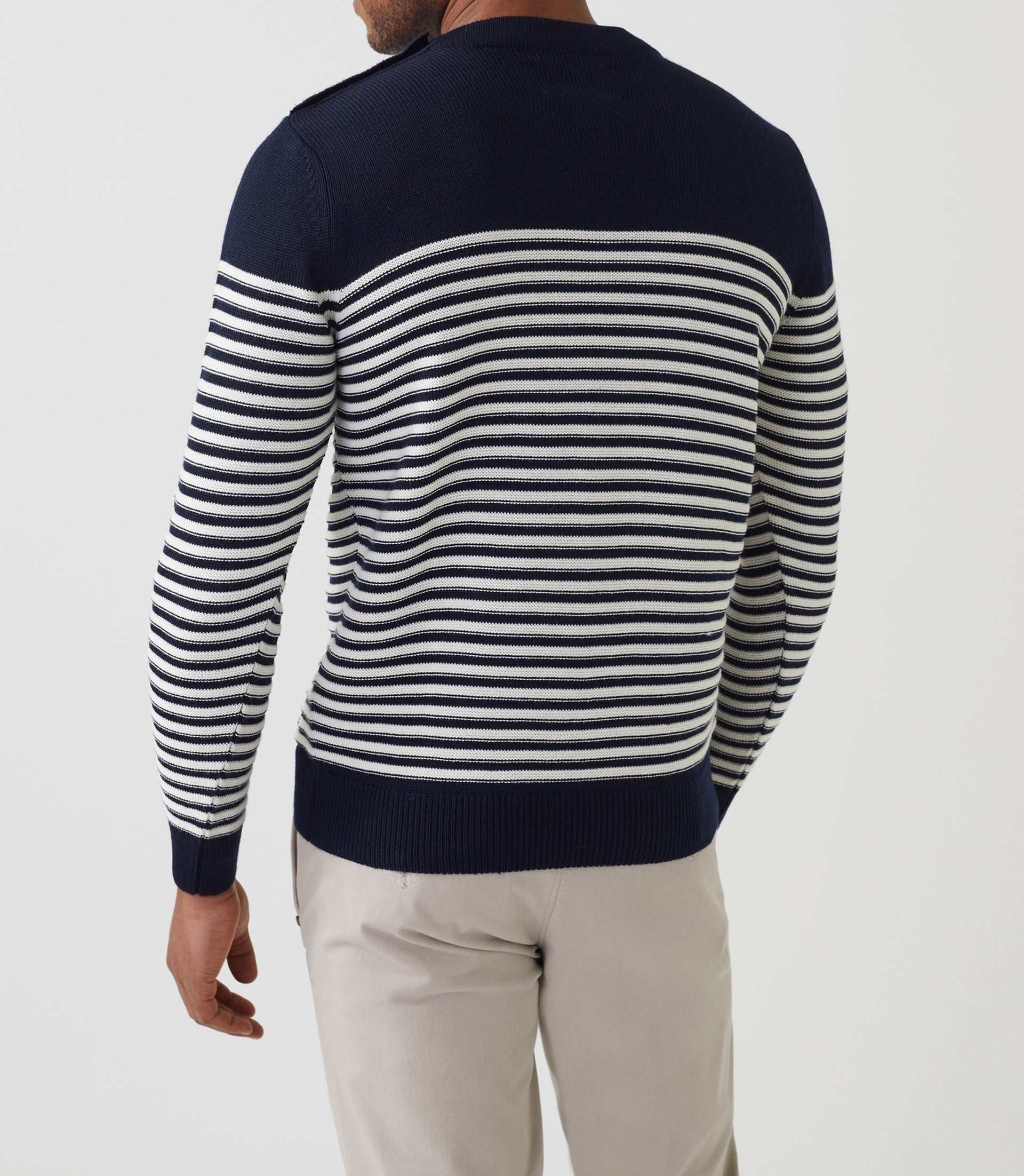 Skanders" navy round neck sweater