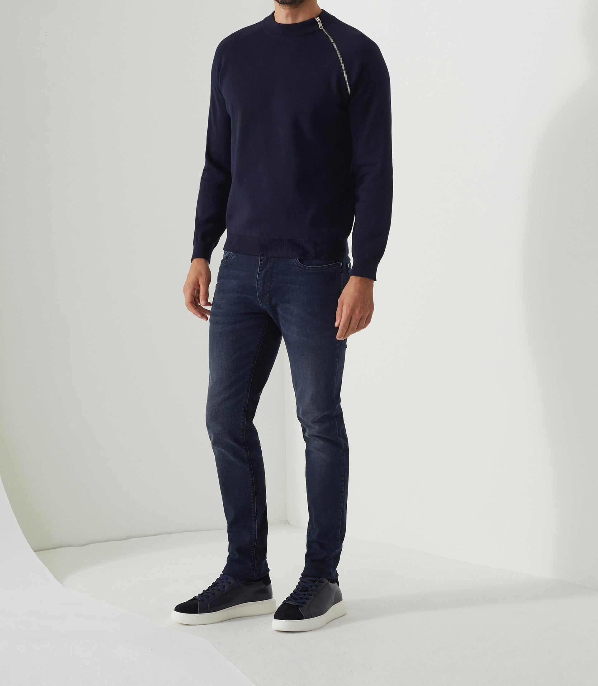 Navy round neck sweater "Solaire