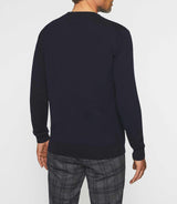 Navy wool round neck sweater BALDO